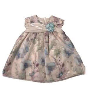 Bonnie Baby Baby Girl Blush Floral Print Fancy Party Birthday Dress 18 Months